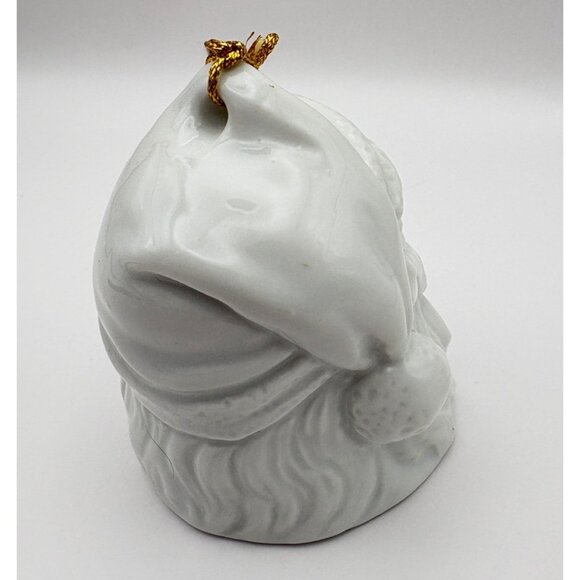 Vintage Santa Claus Bell Christmas Tree Ornament White Porcelain Face Head - Picture 6 of 8